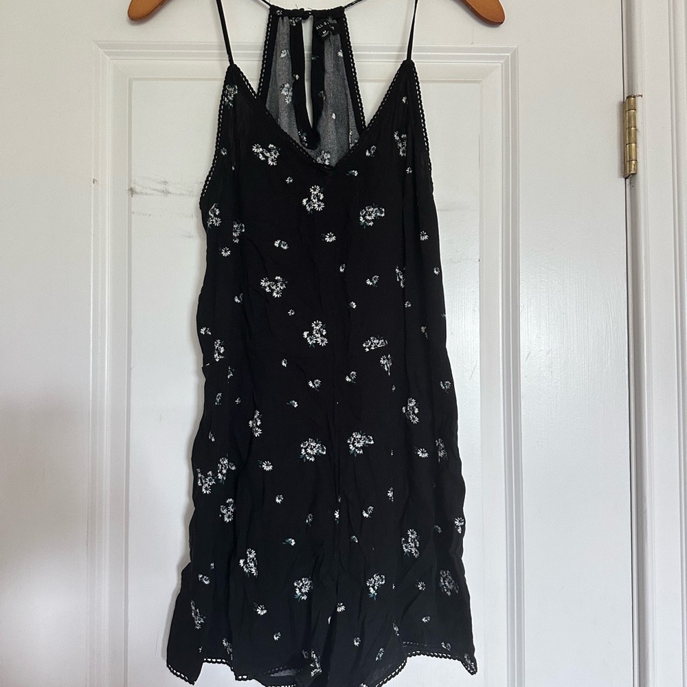Black Floral Sleeveless Romper
